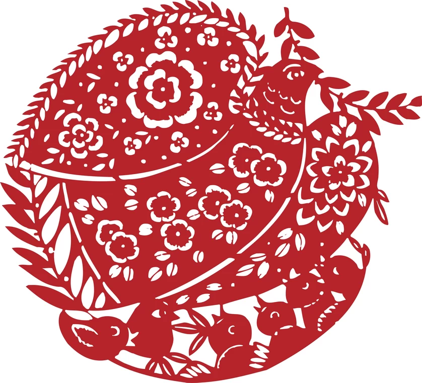 中国风传统民俗吉祥喜庆镂空剪纸窗花图案插画AI矢量PNG设计素材【290】